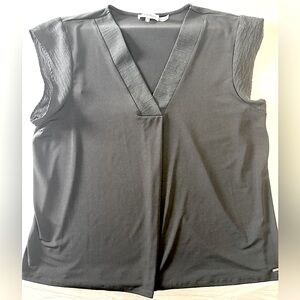 Calvin Klein Black V-Neck Cap Sleeve Blouse